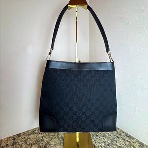 Authentic Black Gucci Canvas Shoulder Bag